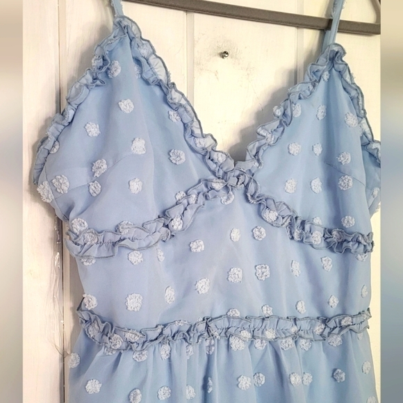 Eilly Bazar Ruffle Trim Clip Dot Dress Size L - Picture 3 of 10